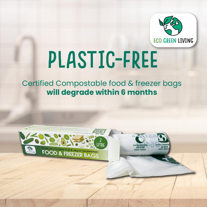 Certified Compostable Food & Freezer Bags 2 Litre (35 bags) - Eco Green Living