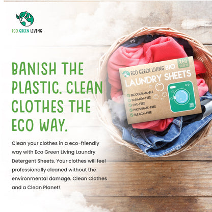 Laundry Detergent Sheets (60 Sheets) - Powerful Laundry Sheets/Washing Machine Sheets - Friendly to the Planet -Reduce Need for Fabric Softener - Zero Plastic Washing Sheets - Eco Green Living