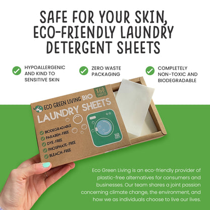 Laundry Detergent Sheets (60 Sheets) - Powerful Laundry Sheets/Washing Machine Sheets - Friendly to the Planet -Reduce Need for Fabric Softener - Zero Plastic Washing Sheets - Eco Green Living